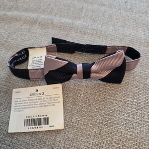 Janie and Jack Black and Light Pink Striped Boys' Pre-tied Bow Tie